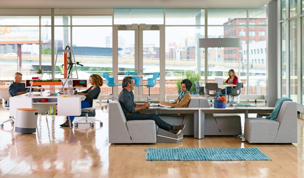 people coworking in an office space