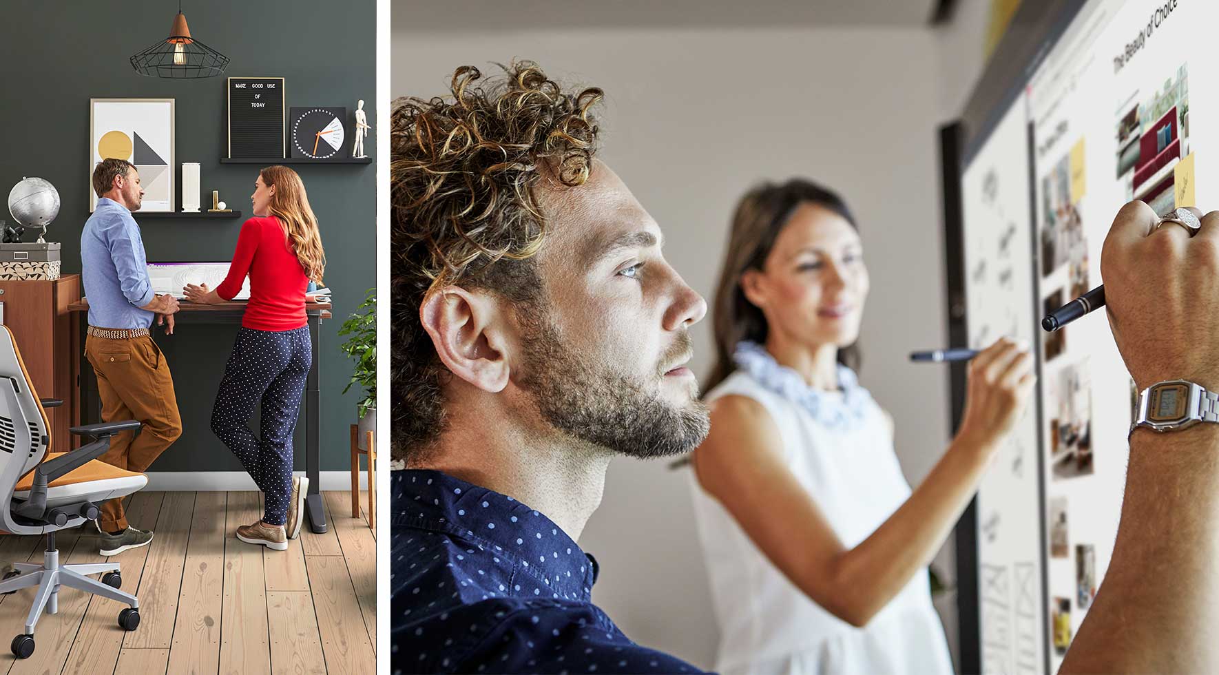 people working with technology