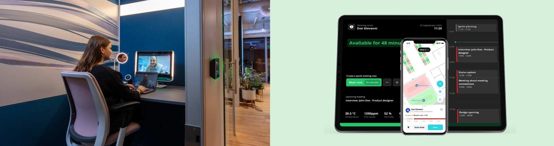 Spaceti meeting room scheduler on app