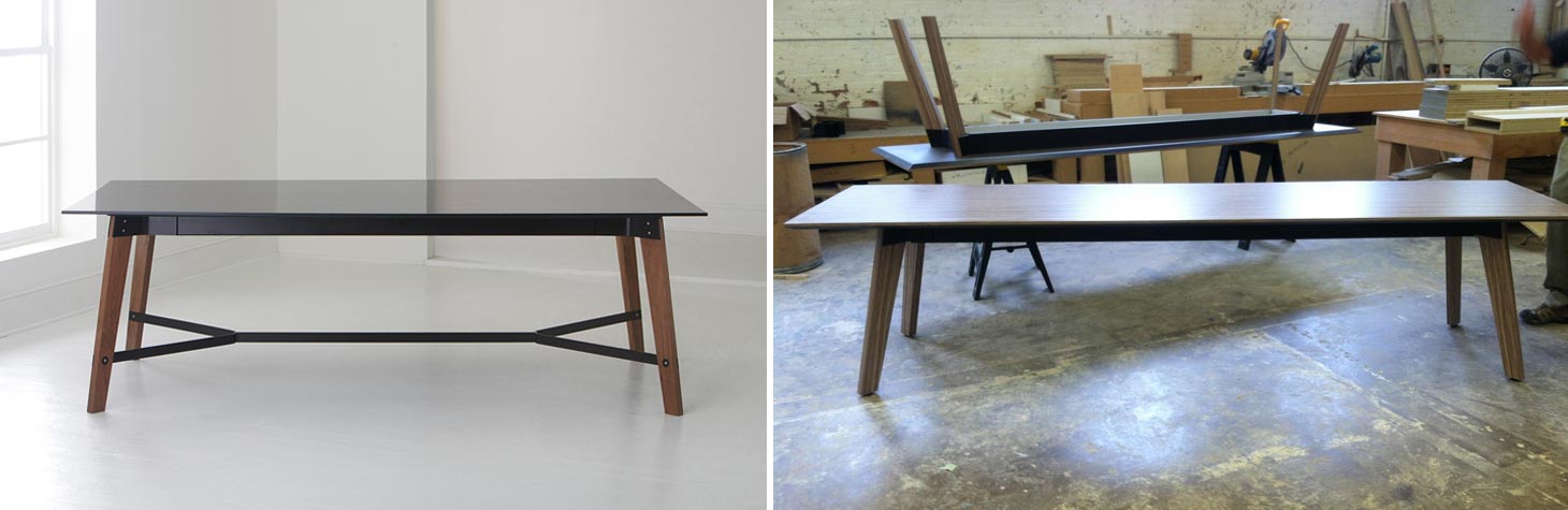 custom conference table inspiration image next to finished result