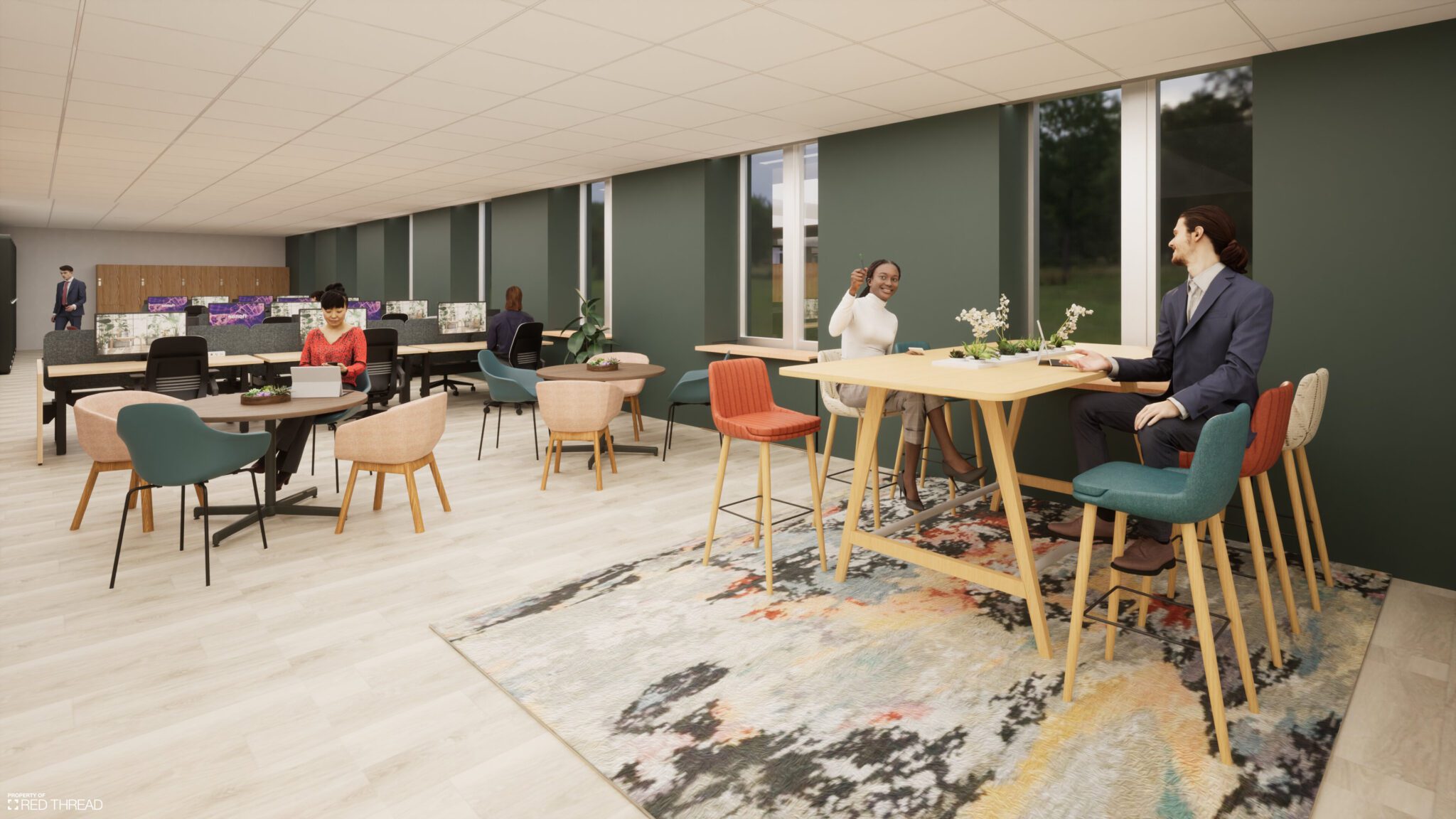 Realistic detailed rendering of an office environment