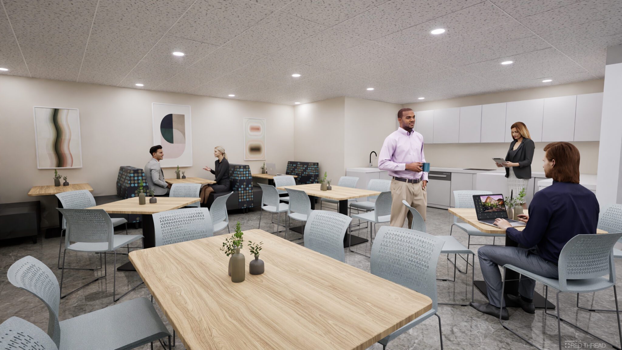 Realistic detailed rendering of an office environment