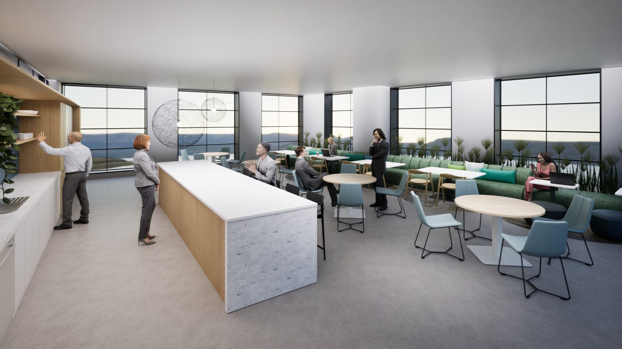 Realistic detailed rendering of an office environment