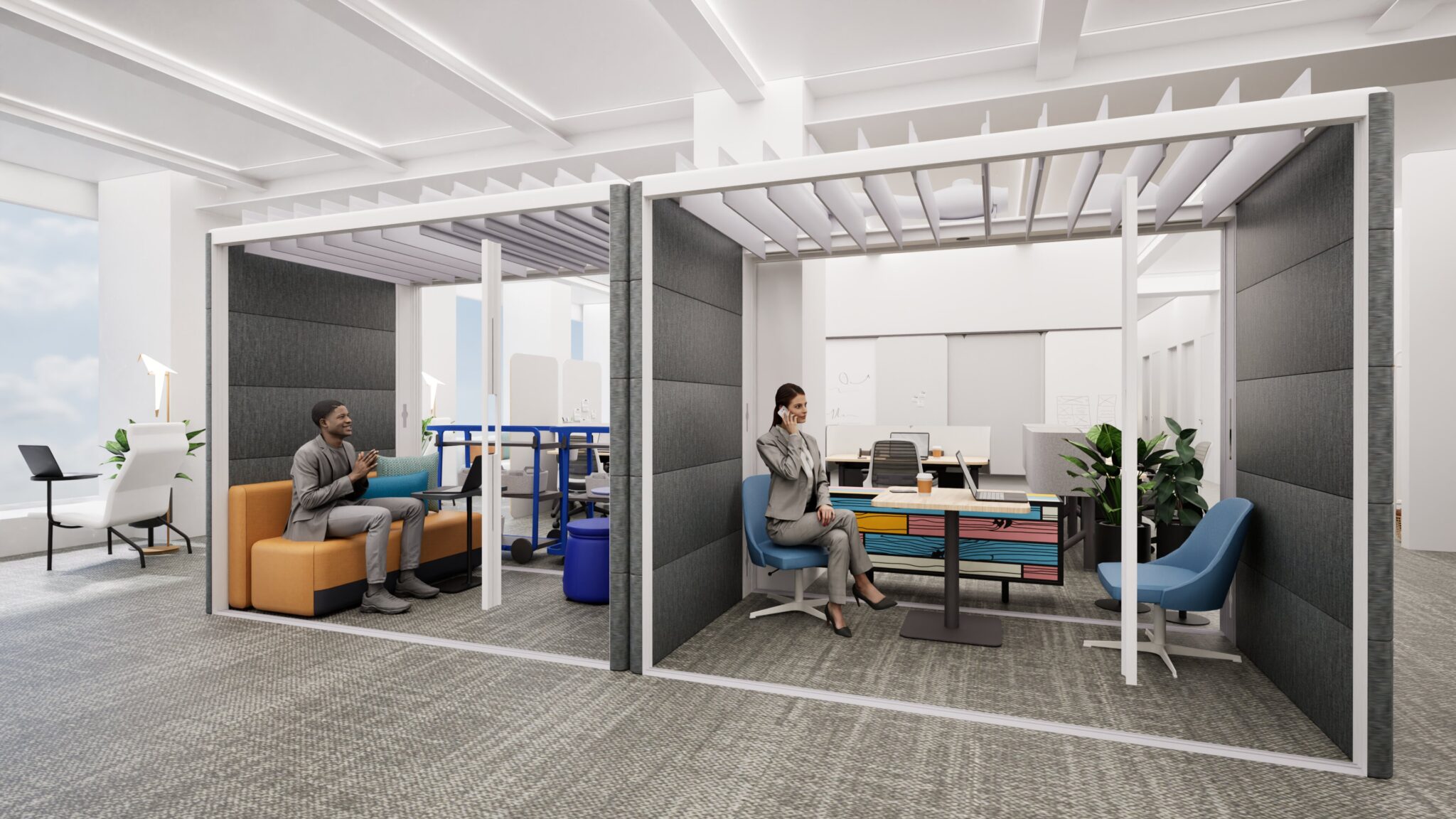 Realistic detailed rendering of an office environment
