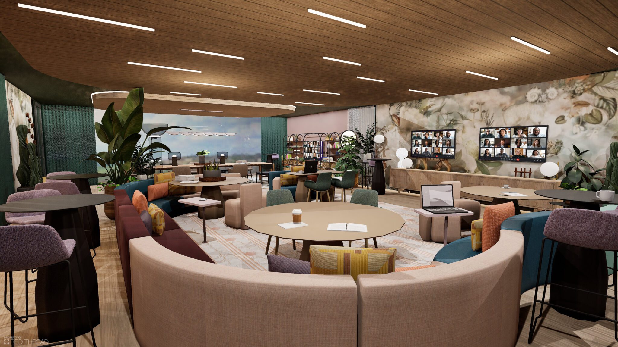 Realistic detailed rendering of an office environment