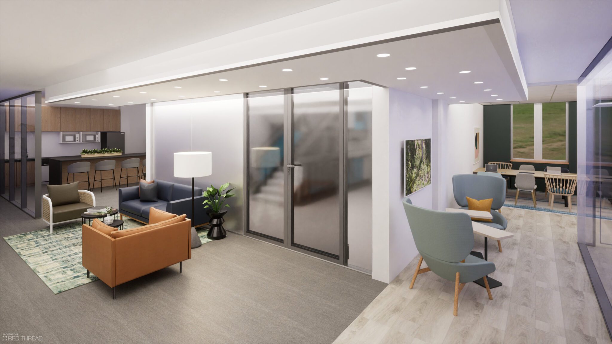 Realistic detailed rendering of an office environment