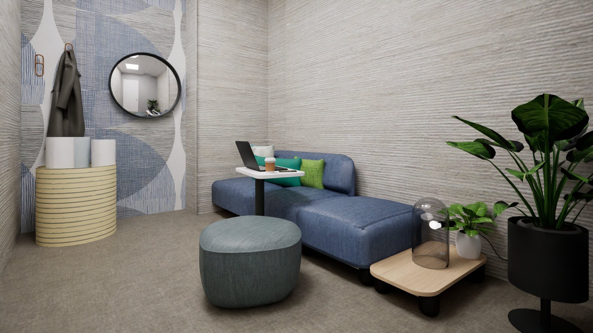 Realistic detailed rendering of an office environment