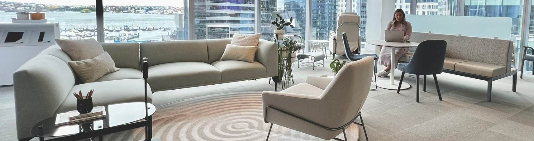 modern workspace with lounge furniture