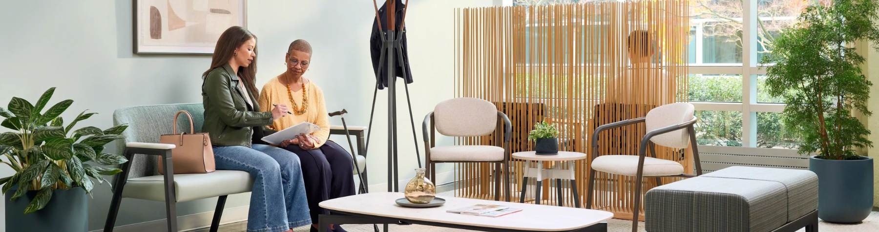 patients in a modern waiting area