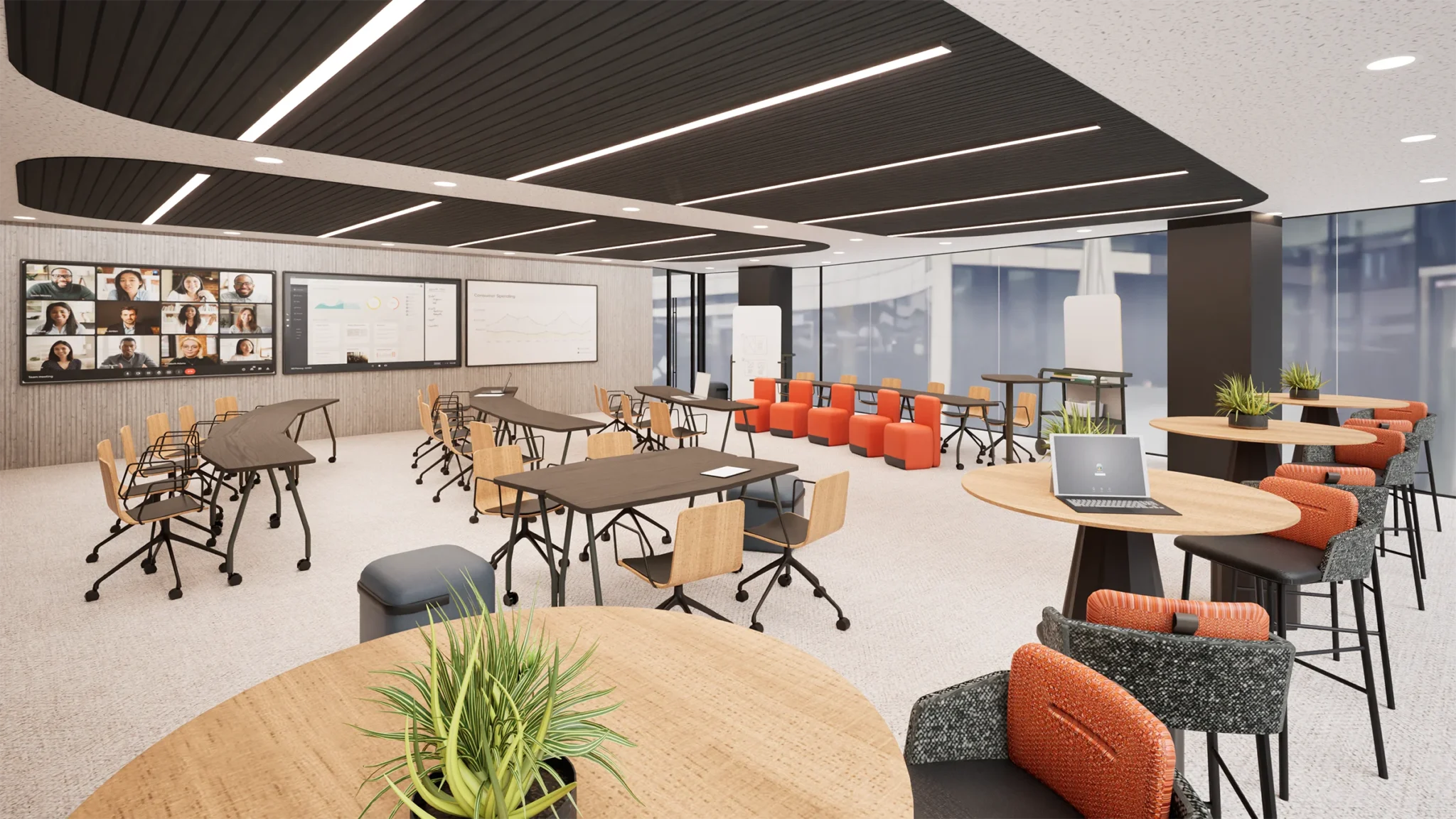 Realistic detailed rendering of an office environment