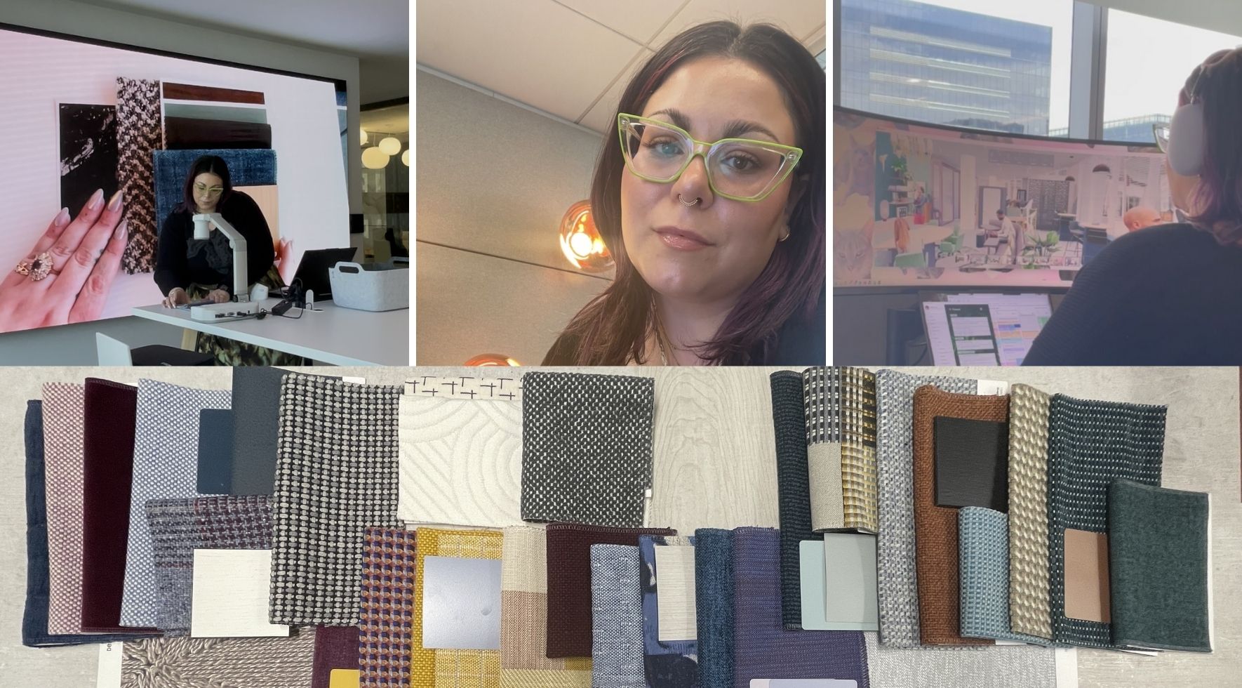 Kat working in the Thread Lab materials library