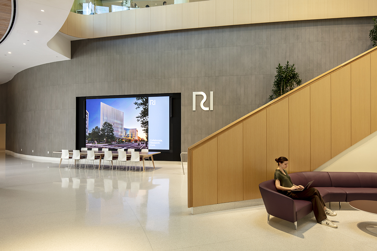 lobby with video wall