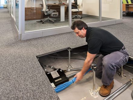 Network cabling beneath raised access flooring