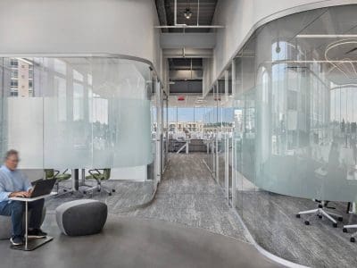 curved glass walls