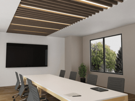 sound absorbing acoustic panels in a meeting room
