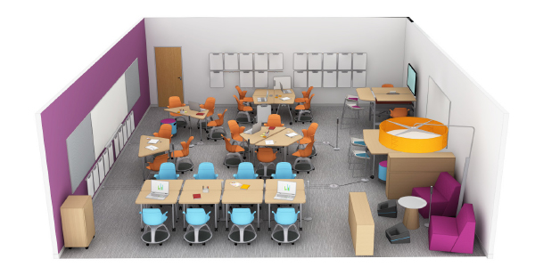 steelcase education active learning classroom with ergonomic and lounge seating