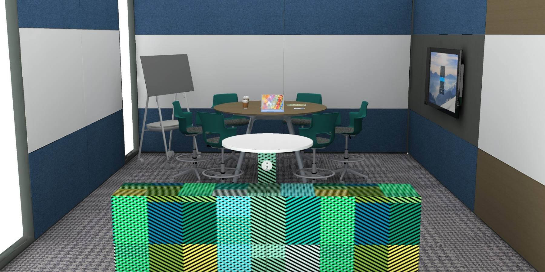  3-wall semi-enclosed meeting space 